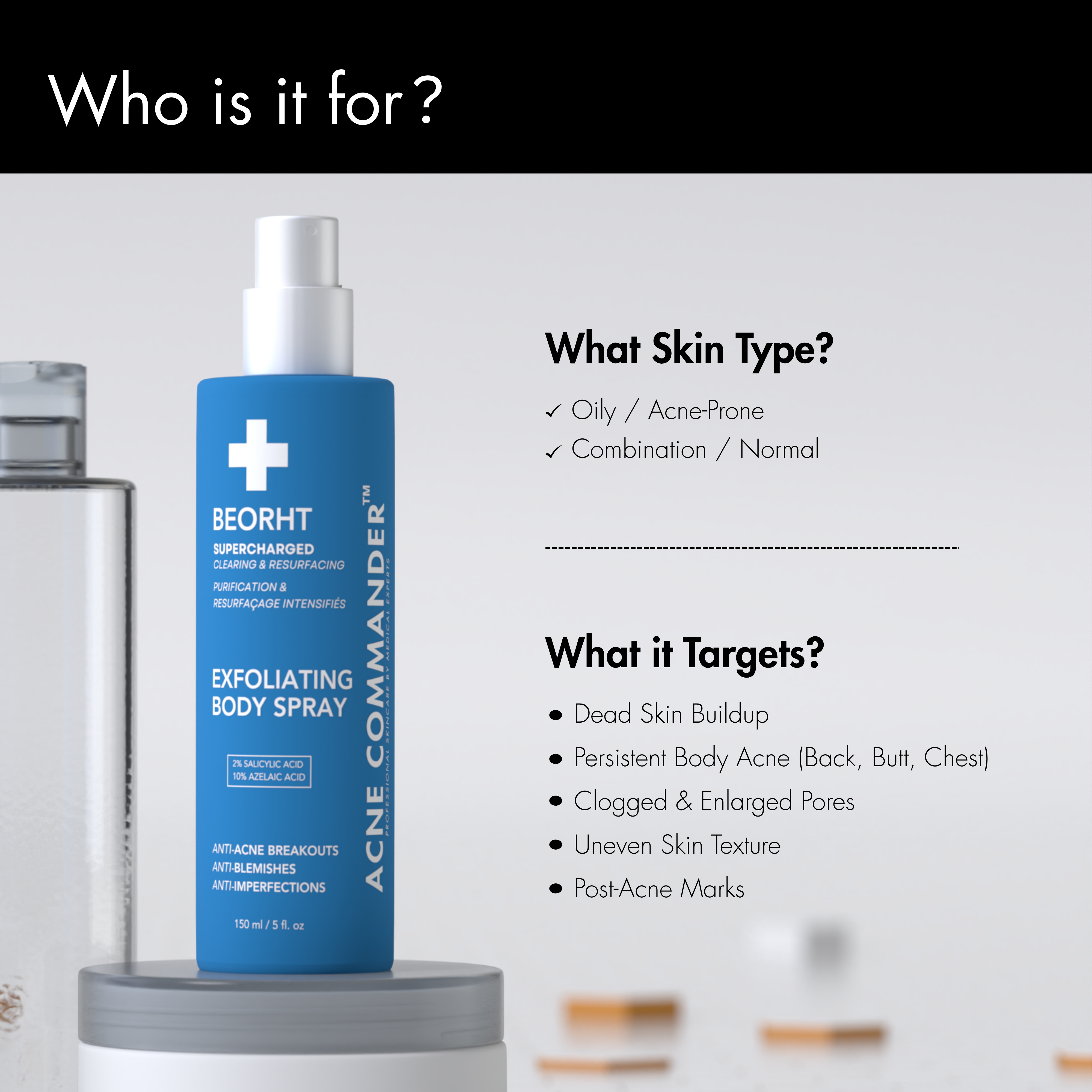 Beorht Exfoliating Body Spray - Acne Spray for Body